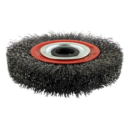 Picture of TIMCO WHEEL BRUSH WITH PLASTIC REDUCER SET CRIMPED STEEL WIRE - 150MM