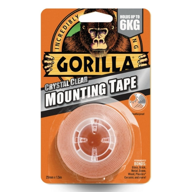 Picture of GORILLA MOUNTING TAPE CLEAR DOUBLE SIDED 1.5M