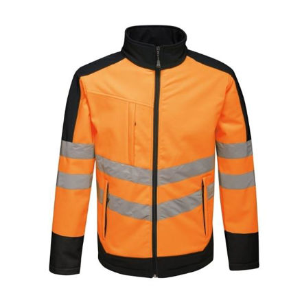 Picture of REGATTA ORANGE/NAVY HI-VIS 3 LAYER SOFTSHELL