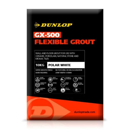 Picture of DUNLOP GX-500 FLEXIBLE GROUT 10KG - POLAR WHITE