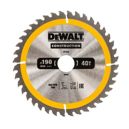 Picture of DEWALT 190MM X 30MM X 40TEETH CONSTRUCTION SAW BLADE