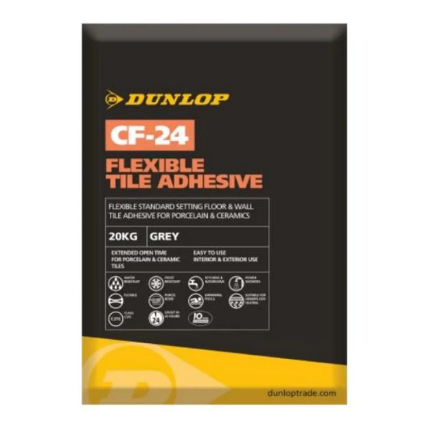 Picture of DUNLOP CF-24 FLEXIBLE TILE ADHESIVE 20KG GREY