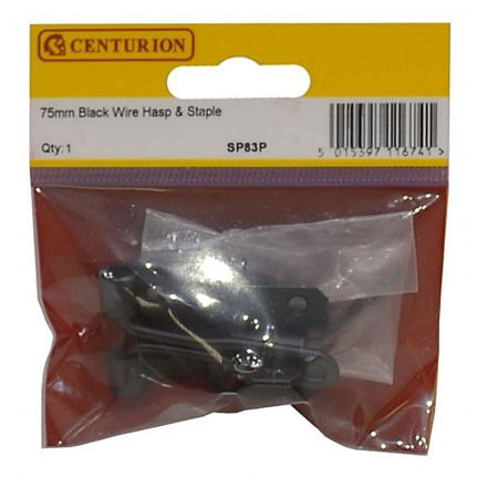 Picture of BLACK WIRE HASP AND STAPLES 75MM (3")