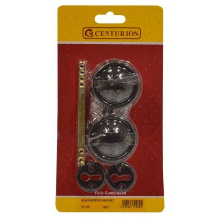 Picture of BLACK PLASTIC RIM MORTICE KNOB SET 45MM