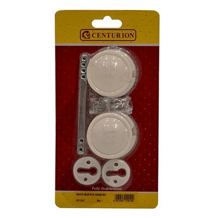 Picture of WHITE PLASTIC RIM MORTICE KNOB SET 45MM