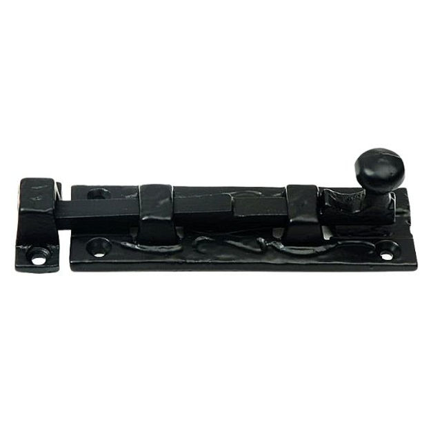 Picture of ANTIQUE BLACK 100MM PLAIN KNOB STRAIGHT SLIDE BOLT