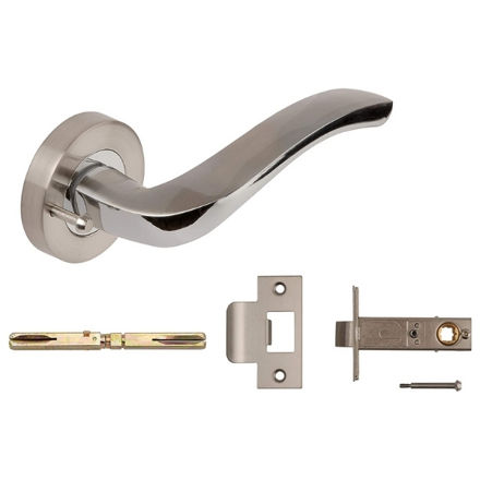 Picture of 3600 PRV SNP/PC ARC LEVER ON ROSE C/W PRIVACY FACILITY & LATCH (70MM OVERALL)