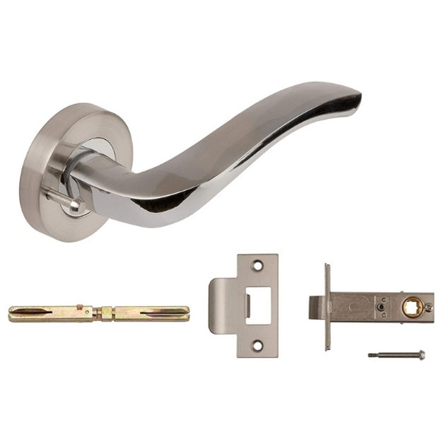 Picture of 3600 PRV SNP/PC ARC LEVER ON ROSE C/W PRIVACY FACILITY & LATCH (70MM OVERALL)