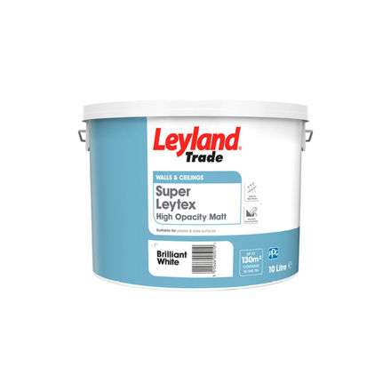 Picture of LEYLAND SUPERLEYTEX BR. WHITE MATT 10LTR  (NEW PLASTER )