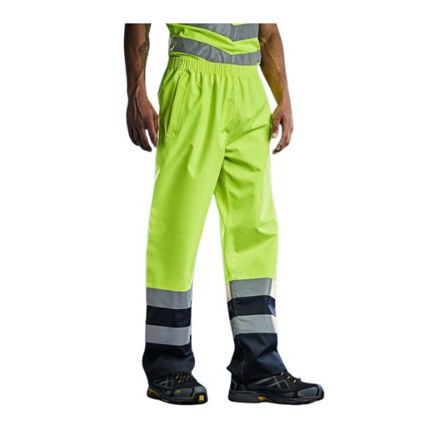 Picture of REGATTA PRO HI-VIS OVERTROUSERS YELLOW/NAVY