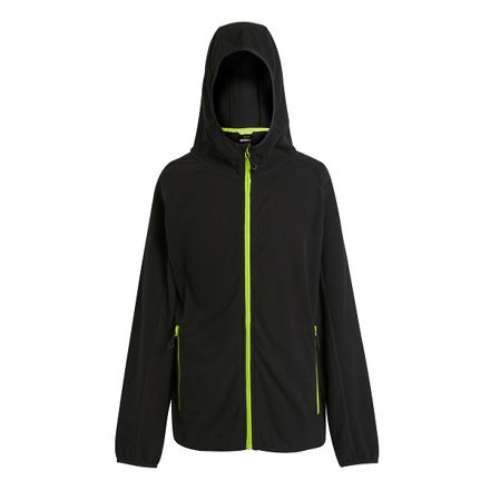 Picture of REGATTA NAVIGATE FULL ZIP HOODED FLEECE BLACK/LIMEGREEN