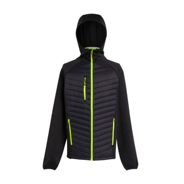 Picture of REGATTA NAVIGATE HYBRID JACKET BLACK/LIMEGREEN